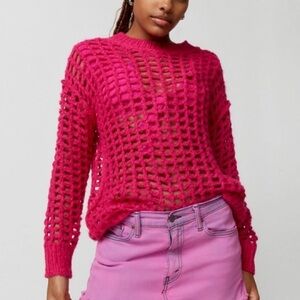 Urban Outfitters Fuchsia Open-Knit Sweater